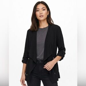 Love Tree Drape Front Utility Jacket - Black, Size Large